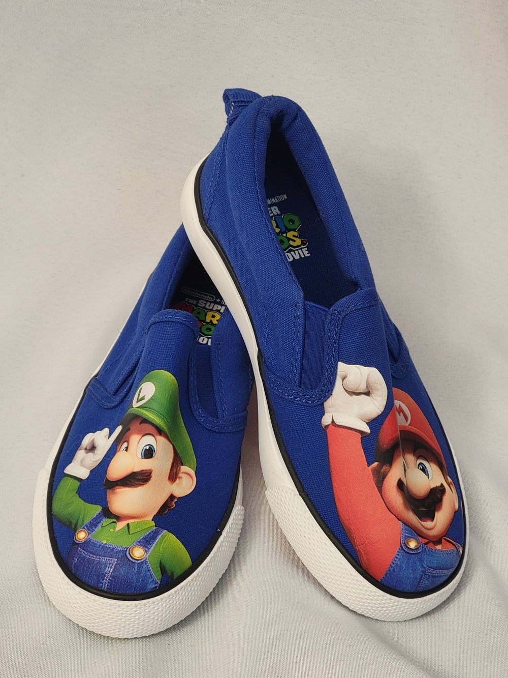 Nintendo Blue Mario & Luigi Slip-On Kids Sneakers Size 12.5